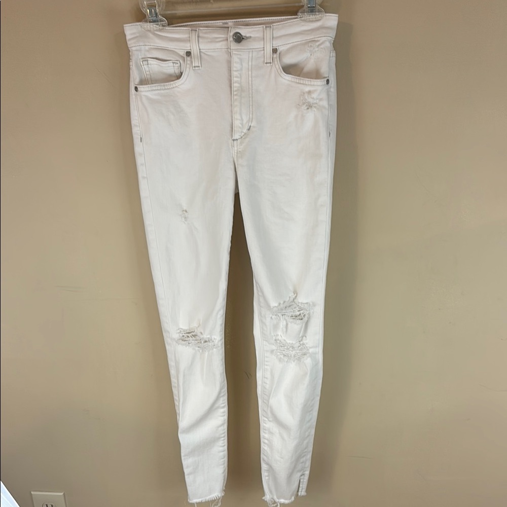 Joes High Rise Skinny Ankle White Distressed Jeans Size 26